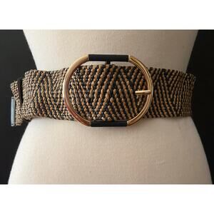 EXPRESS Black/Tan Stretch Rattan Waist Belt sz XS/S